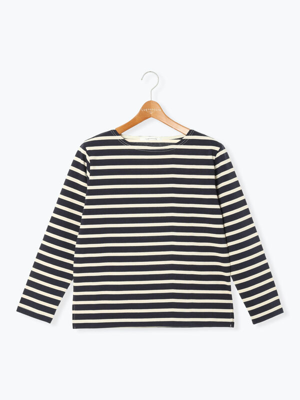 セール】 ボーダー長袖カットソー（オフホワイト/モカ/ネイビー