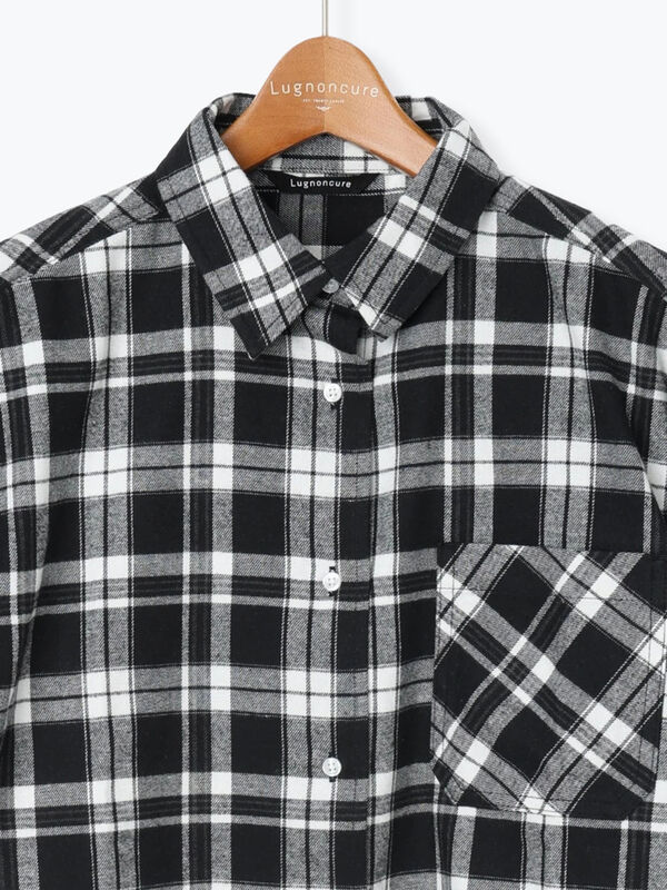 柄アソートネルチェックオーバーシャツ（オフホワイト/ブラック