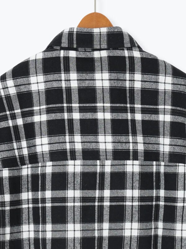 柄アソートネルチェックオーバーシャツ（オフホワイト/ブラック