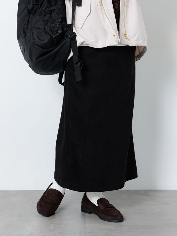 セール】 【選べる着丈】スウェード調タイトスカート（グレー/ブラック