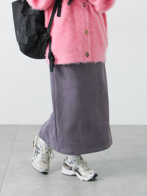 選べる着丈】スウェード調タイトスカート（グレー/ブラック/ピンク