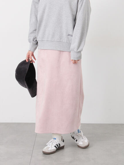 【選べる着丈】スウェード調タイトスカート（グレー/ブラック/ピンク/ブラウン）｜Lugnoncure（ルノンキュール）通販