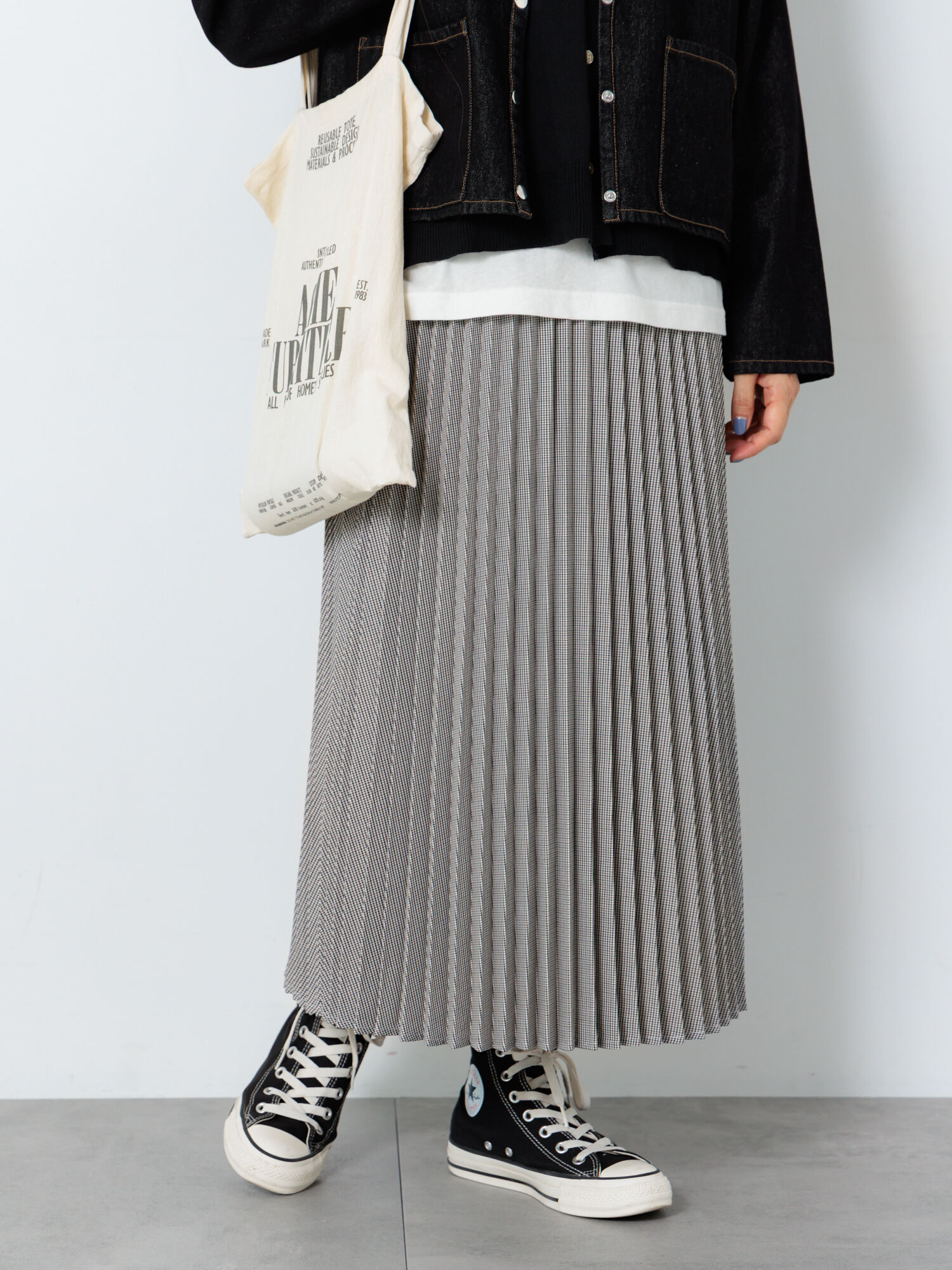 unoa ブルオンスカート　新品未使用 選べる着丈】アソートプリーツスカート（オフホワイト/ブラック