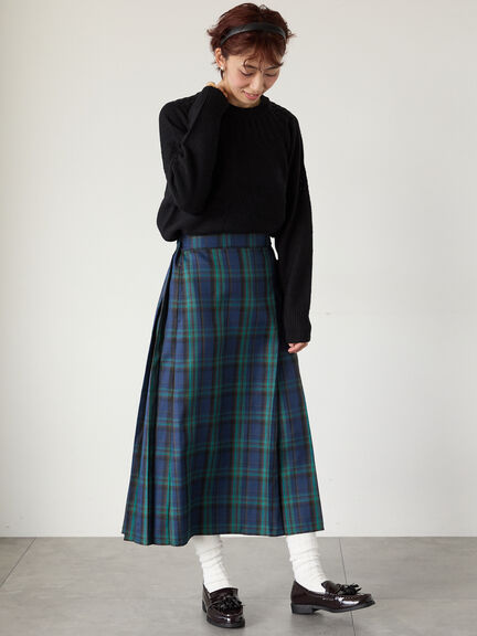 求心柄編みクルーネックニット（オフホワイト/チャコールグレー/ブラック/ピンク/グリーン）｜Lugnoncure（ルノンキュール）通販