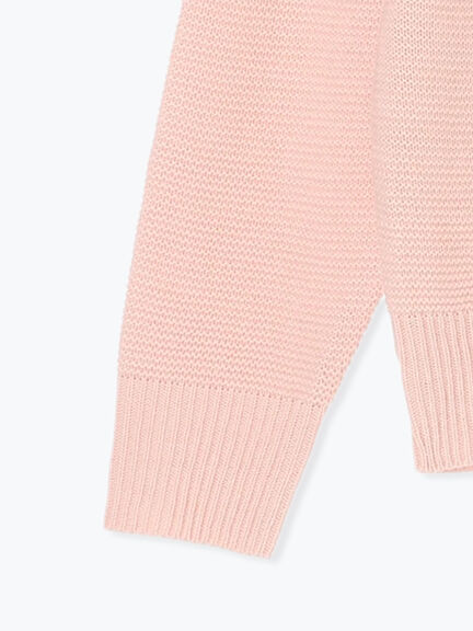 求心柄編みクルーネックニット（オフホワイト/チャコールグレー/ブラック/ピンク/グリーン）｜Lugnoncure（ルノンキュール）通販