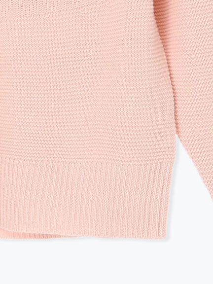 求心柄編みクルーネックニット（オフホワイト/チャコールグレー/ブラック/ピンク/グリーン）｜Lugnoncure（ルノンキュール）通販