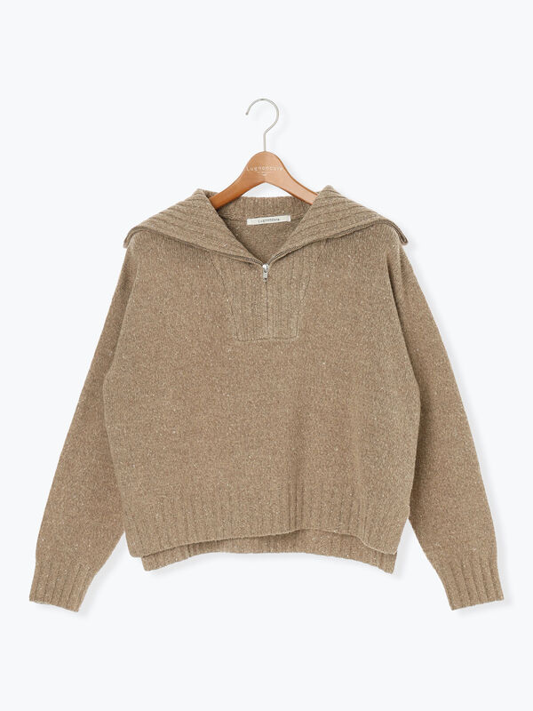 セール】 カラーネップハーフジップニット（グレー/チャコールグレー