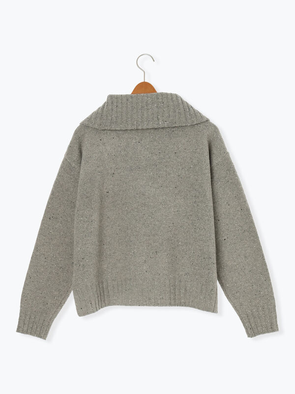 セール】 カラーネップハーフジップニット（グレー/チャコールグレー