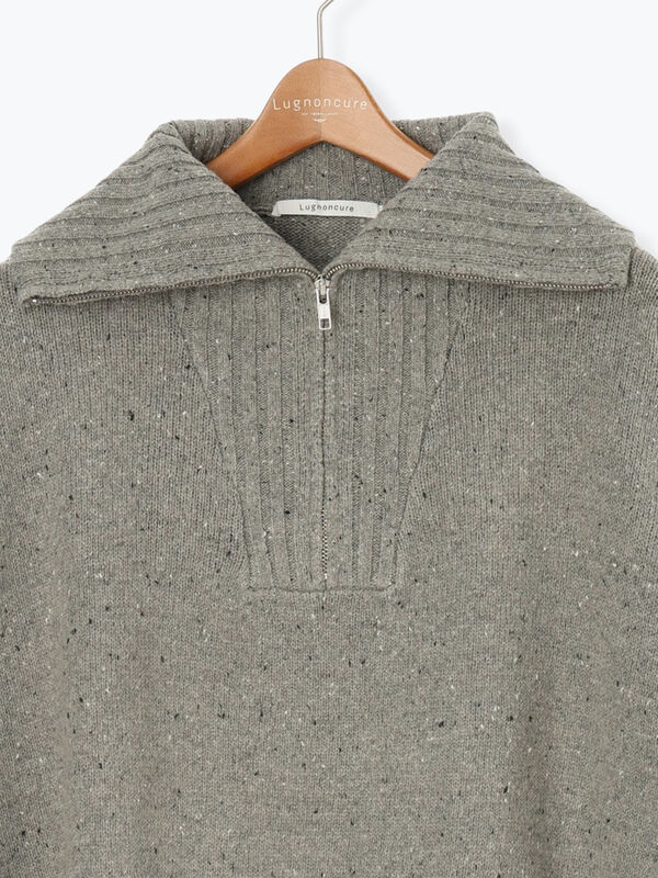 セール】 カラーネップハーフジップニット（グレー/チャコールグレー