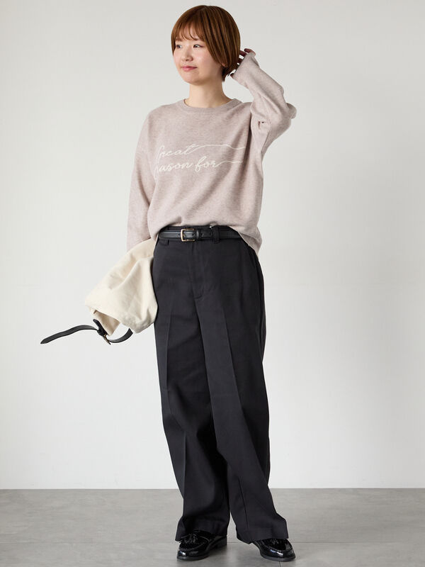 期間限定】 筆記体ロゴジャカードニット（オフホワイト/グレー