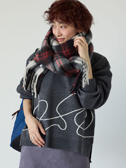 希少　クレストブリッジチェックジャカード×ラムズウールコンビニット 希少 クレストブリッジチェックジャカード×ラムズウールコンビニット