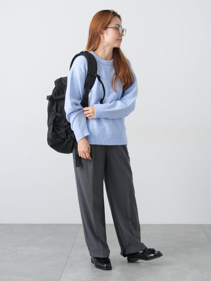 ウール混ふわふわクルーネックニット（グレー/ベージュ/オレンジ/ブルー/ネイビー）｜Lugnoncure（ルノンキュール）通販