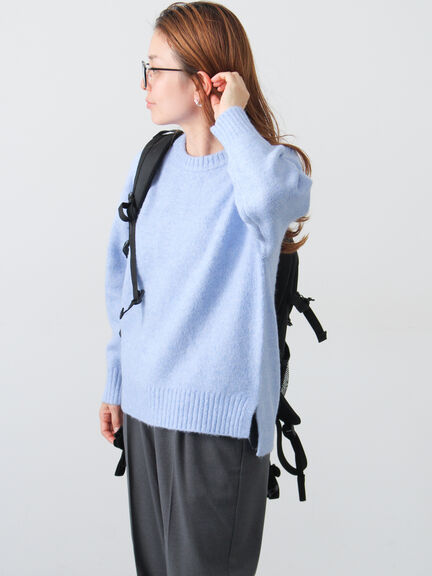 ウール混ふわふわクルーネックニット（グレー/ベージュ/オレンジ/ブルー/ネイビー）｜Lugnoncure（ルノンキュール）通販