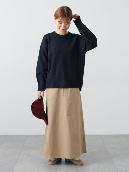 ウール混ふわふわクルーネックニット（グレー/ベージュ/オレンジ/ブルー/ネイビー）｜Lugnoncure（ルノンキュール）通販