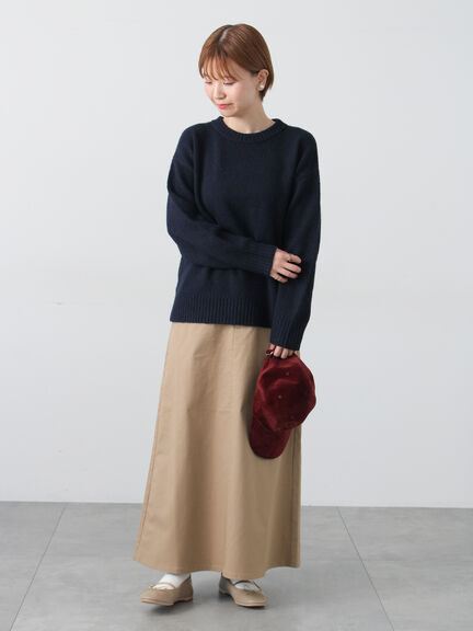 ウール混ふわふわクルーネックニット（グレー/ベージュ/オレンジ/ブルー/ネイビー）｜Lugnoncure（ルノンキュール）通販