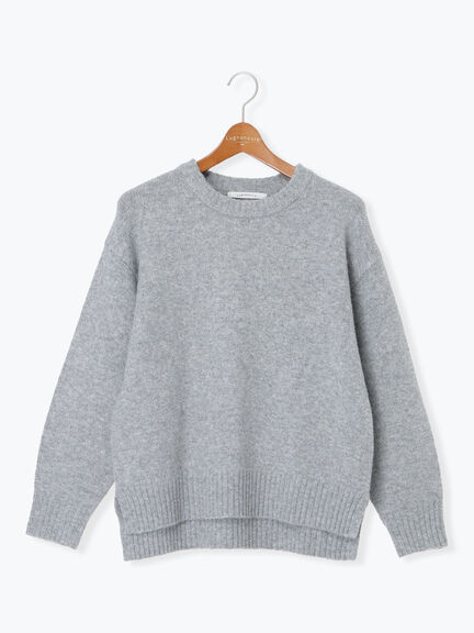 ウール混ふわふわクルーネックニット（グレー/ベージュ/オレンジ/ブルー/ネイビー）｜Lugnoncure（ルノンキュール）通販