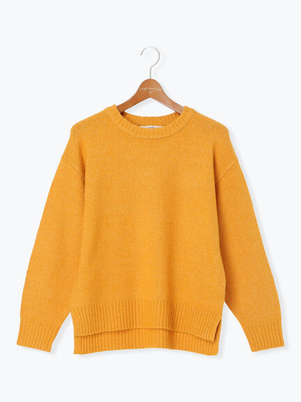 ウール混ふわふわクルーネックニット（グレー/ベージュ/オレンジ/ブルー/ネイビー）｜Lugnoncure（ルノンキュール）通販