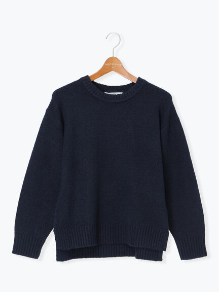 ウール混ふわふわクルーネックニット（グレー/ベージュ/オレンジ/ブルー/ネイビー）｜Lugnoncure（ルノンキュール）通販