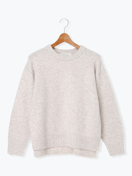 ウール混ふわふわクルーネックニット（グレー/ベージュ/オレンジ/ブルー/ネイビー）｜Lugnoncure（ルノンキュール）通販