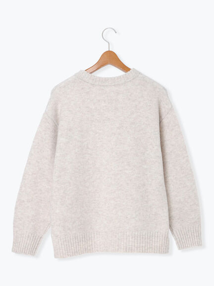 ウール混ふわふわクルーネックニット（グレー/ベージュ/オレンジ/ブルー/ネイビー）｜Lugnoncure（ルノンキュール）通販