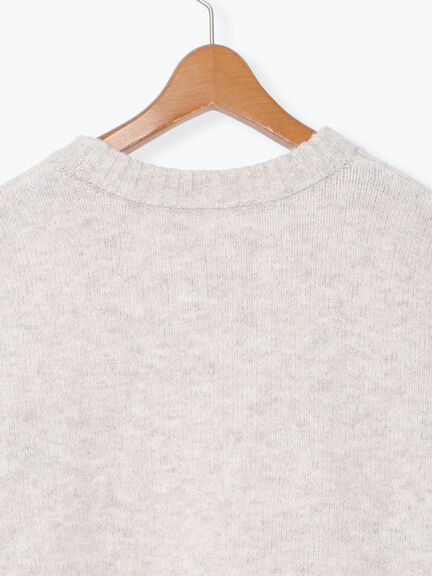 ウール混ふわふわクルーネックニット（グレー/ベージュ/オレンジ/ブルー/ネイビー）｜Lugnoncure（ルノンキュール）通販