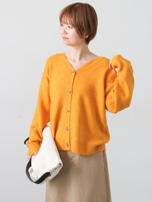 ウール混ふわふわVネックカーディガン（オレンジ）｜Lugnoncure（ルノンキュール）通販
