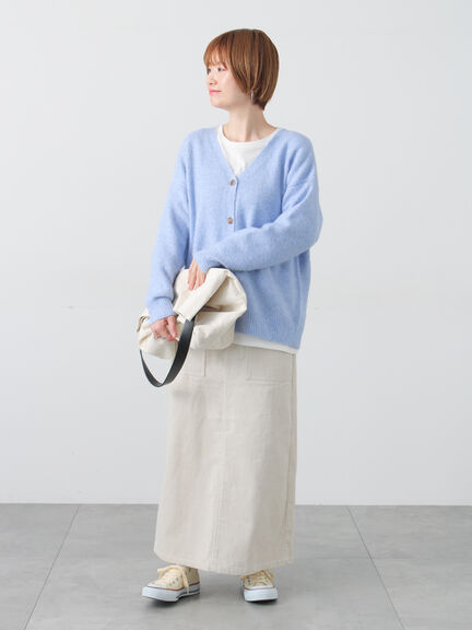 ウール混ふわふわVネックカーディガン（グレー/ベージュ/オレンジ/ブルー/ネイビー）｜Lugnoncure（ルノンキュール）通販