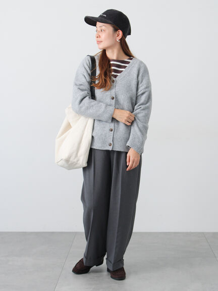 ウール混ふわふわVネックカーディガン（グレー/ベージュ/オレンジ/ブルー/ネイビー）｜Lugnoncure（ルノンキュール）通販