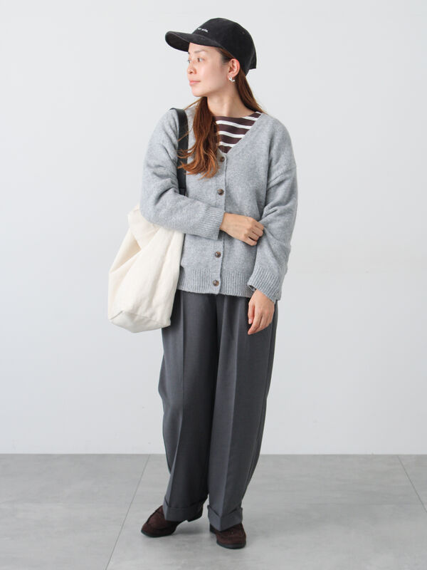 みつばっち〜 ウール混ふわふわVネックカーディガン（グレー/ベージュ/オレンジ