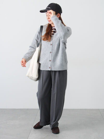 ウール混ふわふわVネックカーディガン（グレー/ベージュ/オレンジ/ブルー/ネイビー）｜Lugnoncure（ルノンキュール）通販