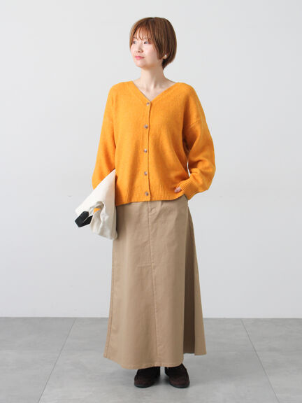 ウール混ふわふわVネックカーディガン（グレー/ベージュ/オレンジ/ブルー/ネイビー）｜Lugnoncure（ルノンキュール）通販