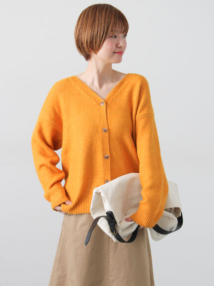 ウール混ふわふわVネックカーディガン（グレー/ベージュ/オレンジ/ブルー/ネイビー）｜Lugnoncure（ルノンキュール）通販