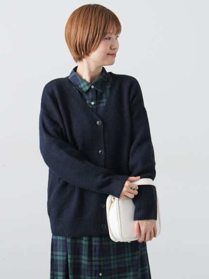 ウール混ふわふわVネックカーディガン（グレー/ベージュ/オレンジ/ブルー/ネイビー）｜Lugnoncure（ルノンキュール）通販