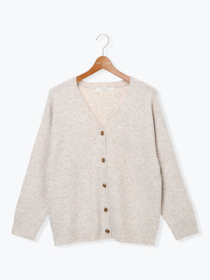 ウール混ふわふわVネックカーディガン（グレー/ベージュ/オレンジ/ブルー/ネイビー）｜Lugnoncure（ルノンキュール）通販