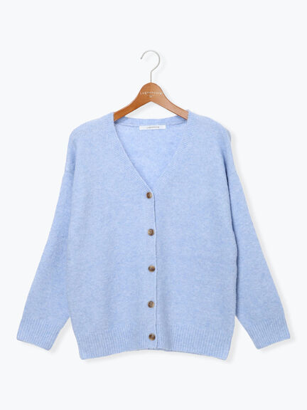 ウール混ふわふわVネックカーディガン（グレー/ベージュ/オレンジ/ブルー/ネイビー）｜Lugnoncure（ルノンキュール）通販