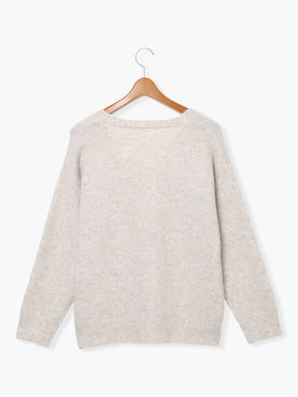 ウール混ふわふわVネックカーディガン（グレー/ベージュ/オレンジ/ブルー/ネイビー）｜Lugnoncure（ルノンキュール）通販