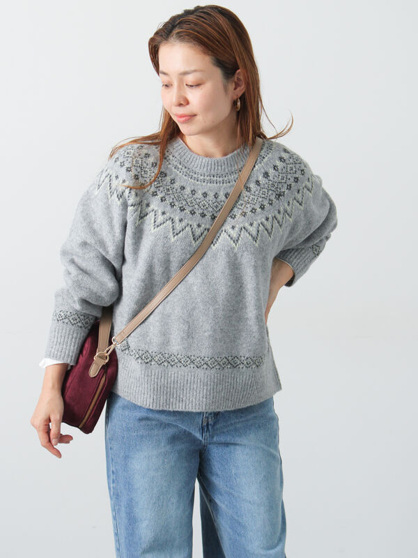 配色求心柄ニット（グレー）｜Lugnoncure（ルノンキュール）通販