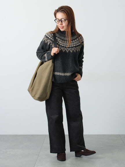 配色求心柄ニット（グレー/チャコールグレー/ベージュ/ネイビー）｜Lugnoncure（ルノンキュール）通販