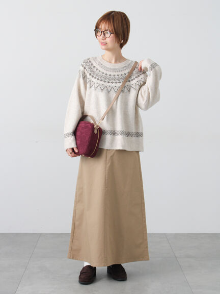 配色求心柄ニット（グレー/チャコールグレー/ベージュ/ネイビー）｜Lugnoncure（ルノンキュール）通販