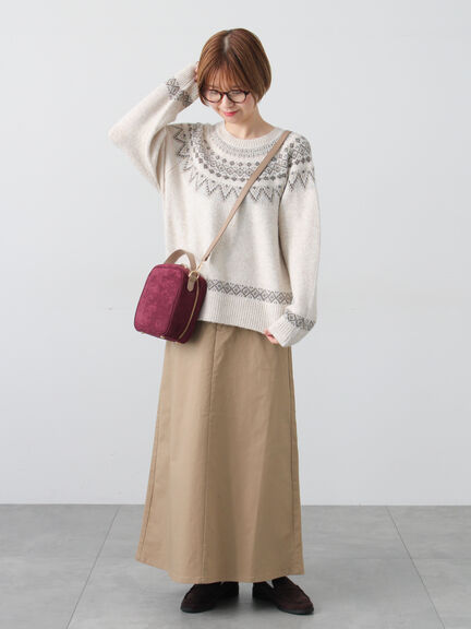 配色求心柄ニット（グレー/チャコールグレー/ベージュ/ネイビー）｜Lugnoncure（ルノンキュール）通販