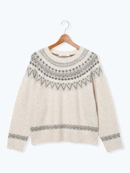 配色求心柄ニット（グレー/チャコールグレー/ベージュ/ネイビー）｜Lugnoncure（ルノンキュール）通販