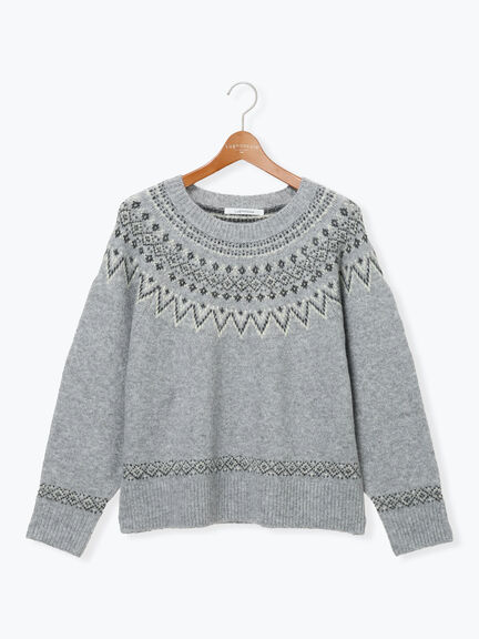 配色求心柄ニット（グレー/チャコールグレー/ベージュ/ネイビー）｜Lugnoncure（ルノンキュール）通販