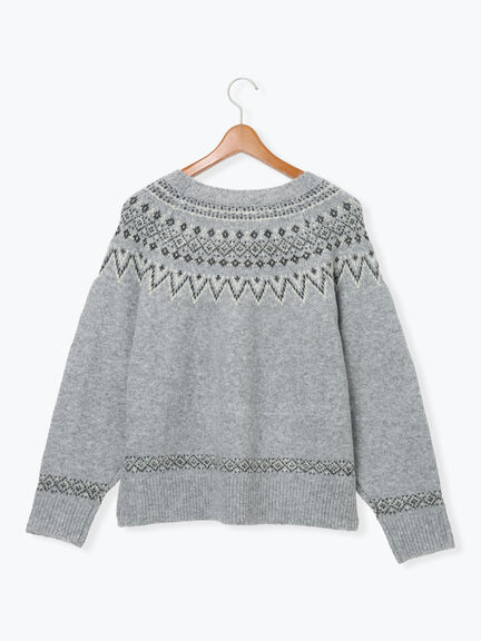 配色求心柄ニット（グレー/チャコールグレー/ベージュ/ネイビー）｜Lugnoncure（ルノンキュール）通販