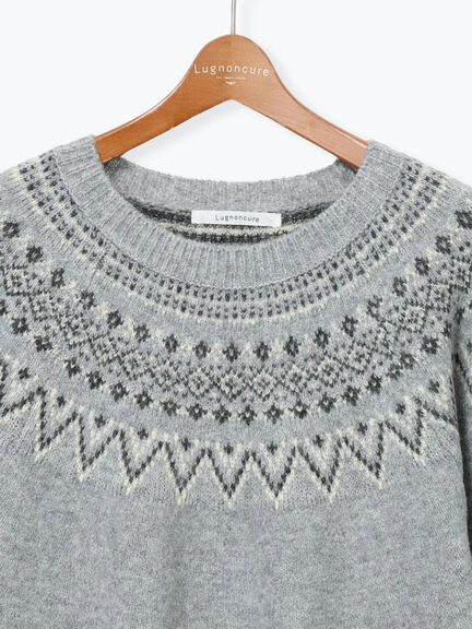 配色求心柄ニット（グレー/チャコールグレー/ベージュ/ネイビー）｜Lugnoncure（ルノンキュール）通販