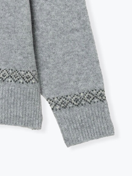 配色求心柄ニット（グレー/チャコールグレー/ベージュ/ネイビー）｜Lugnoncure（ルノンキュール）通販