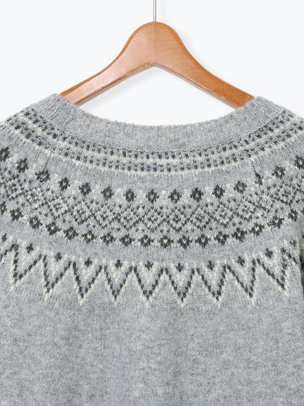 配色求心柄ニット（グレー/チャコールグレー/ベージュ/ネイビー）｜Lugnoncure（ルノンキュール）通販