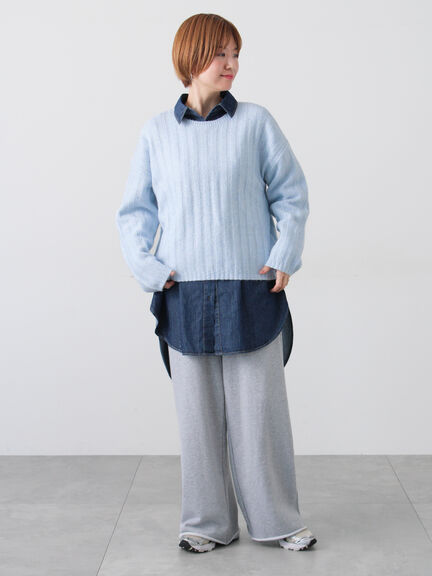 ラメ混ワイドリブニット（グレー/ベージュ/イエロー/サックスブルー）｜Lugnoncure（ルノンキュール）通販