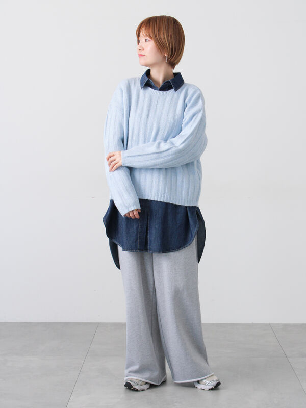 つねち♡ セール】 ラメ混ワイドリブニット（グレー/ベージュ/イエロー/サックス