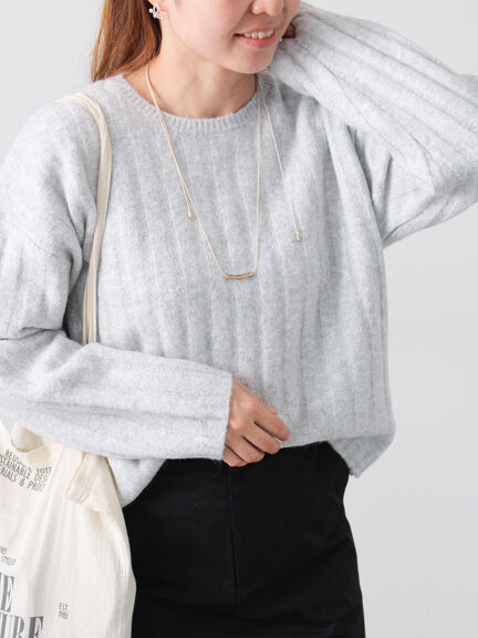 ラメ混ワイドリブニット（グレー/ベージュ/イエロー/サックスブルー）｜Lugnoncure（ルノンキュール）通販