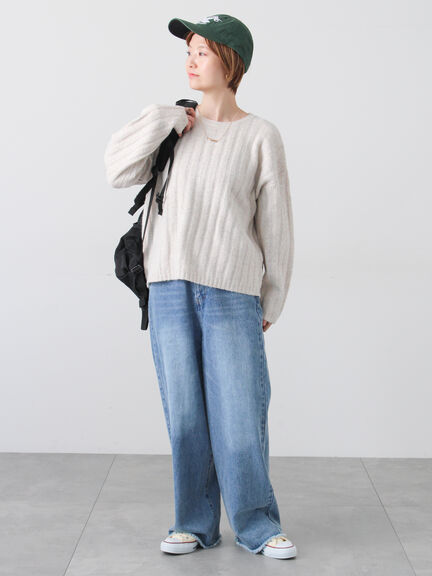 ラメ混ワイドリブニット（グレー/ベージュ/イエロー/サックスブルー）｜Lugnoncure（ルノンキュール）通販